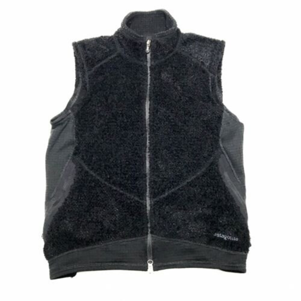 Patagonia Womens Waffle Synchilla Zip Vest Size M Black